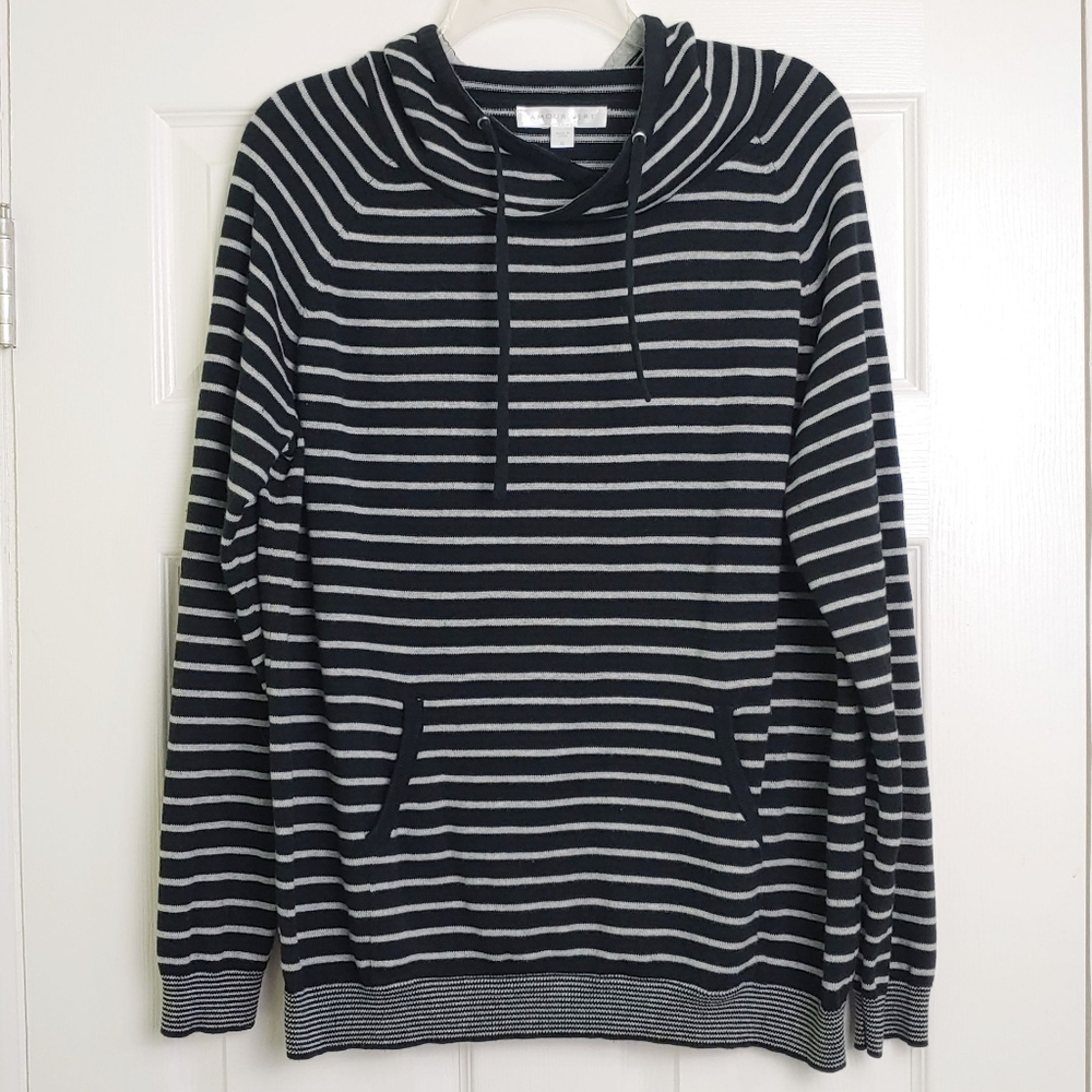 Amour Vert Kaitlyn stripe drawstring cowl pullover